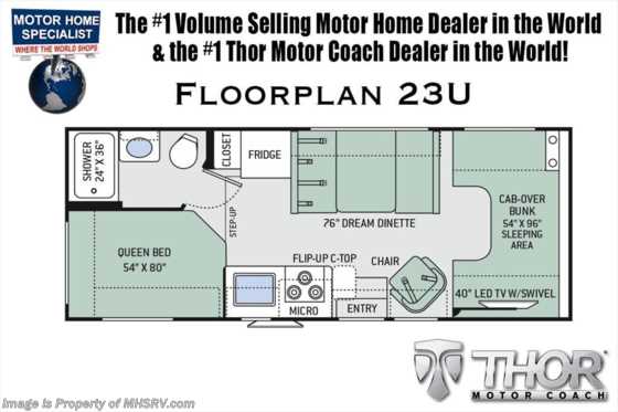 2019 Thor Motor Coach Four Winds 23U RV for Sale at MHSRV W/ Stabilizers, 15K A/C Floorplan