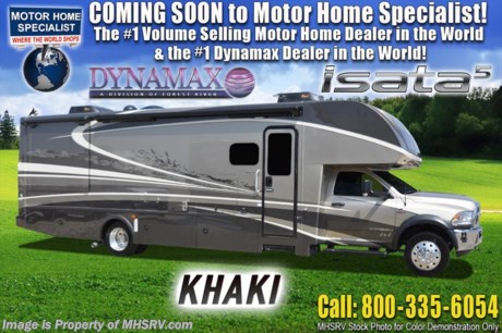 9/12/18 &lt;a href=&quot;http://www.mhsrv.com/other-rvs-for-sale/dynamax-rv/&quot;&gt;&lt;img src=&quot;http://www.mhsrv.com/images/sold-dynamax.jpg&quot; width=&quot;383&quot; height=&quot;141&quot; border=&quot;0&quot;&gt;&lt;/a&gt;  MSRP $192,691. The 2019 Dynamax Isata 5 Series model 35DBD Bunk Model Super C is approximately 35 feet 11 inches in length and is backed by Dynamax’s industry-leading limited Two-Year Coach Warranty. Features include 2 slides, bunk beds, ESC suspension &amp; stability, fiberglass roof, leatherette reclining captains chairs, remote key-less entry, front cab over loft area, roller shades, full extension drawer guides, LED TV in living area, residential refrigerator, convection microwave oven, solid surface kitchen counter, inverter, automatic generator start, exterior shower and tank-less on-demand water heater. Optional features includes the beautiful full body paint, 8KW Onan diesel generator, T4 in-motion satellite dish, 2-way refrigerator and solar panels. The Isata 5 Series is powered by the Ram&#174; 5500 SLT Chassis, 6.7L I6 Cummins&#174; Turbo Diesel 325HP engine, 6-Speed automatic transmission and features a 10,000 lb. hitch. For 2 year limited warranty details contact Dynamax or a MHSRV representative. For more complete details on this unit and our entire inventory including brochures, window sticker, videos, photos, reviews &amp; testimonials as well as additional information about Motor Home Specialist and our manufacturers please visit us at MHSRV.com or call 800-335-6054. At Motor Home Specialist, we DO NOT charge any prep or orientation fees like you will find at other dealerships. All sale prices include a 200-point inspection, interior &amp; exterior wash, detail service and a fully automated high-pressure rain booth test and coach wash that is a standout service unlike that of any other in the industry. You will also receive a thorough coach orientation with an MHSRV technician, an RV Starter&#39;s kit, a night stay in our delivery park featuring landscaped and covered pads with full hook-ups and much more! Read Thousands upon Thousands of 5-Star Reviews at MHSRV.com and See What They Had to Say About Their Experience at Motor Home Specialist. WHY PAY MORE?... WHY SETTLE FOR LESS?