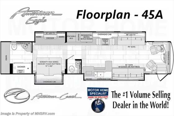 2019 American Coach American Eagle 45A Heritage Edition Luxury Bath & 1/2 W/360 Cam Floorplan