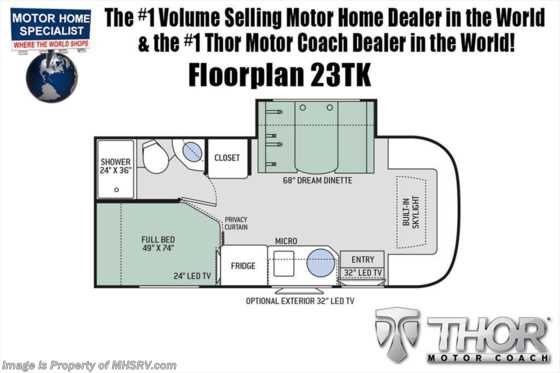2019 Thor Motor Coach Compass 23TK RUV for Sale W/Ext TV &amp; Heat Pump Floorplan