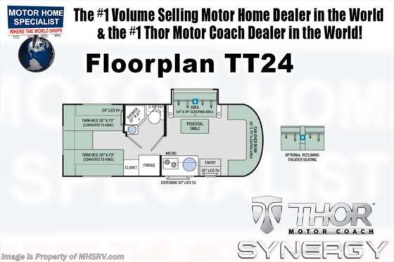 2019 Thor Motor Coach Synergy 24ST Sprinter RV for Sale W/Dsl Gen, Summit Pkg Floorplan
