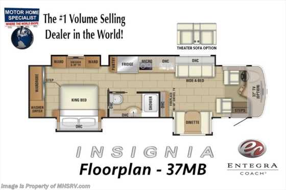 2019 Entegra Coach Insignia 37MB Luxury RV for Sale W/ OH TV, WiFi, King Floorplan