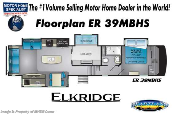 2019 Heartland RV ElkRidge ER 39 MBHS Bunk House RV for Sale W/2 A/Cs, Jacks Floorplan