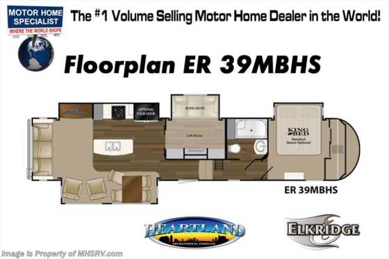 2019 Heartland RV ElkRidge 39MBHS Bunk House RV for Sale W/ 2 A/Cs, Ext Grill Floorplan