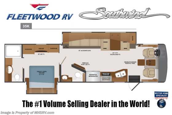 2019 Fleetwood Southwind 35K Bath & 1/2 RV W/ 7KW Gen, O/H Loft, King Floorplan