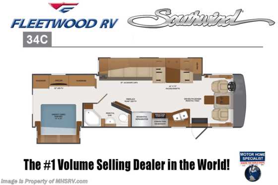 2019 Fleetwood Southwind 34C RV for Sale W/ King, OH Loft, W/D Floorplan