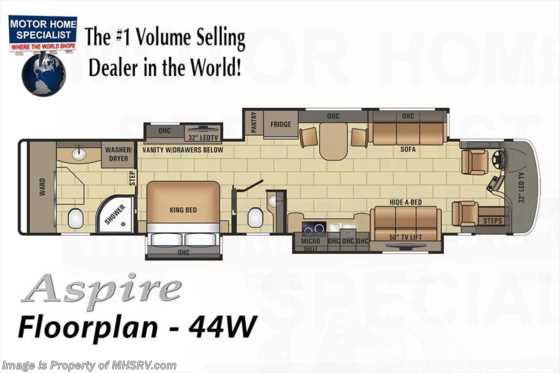 2019 Entegra Coach Aspire 44W Bath & 1/2 W/Theater Seat, Booth & Stonewall Floorplan