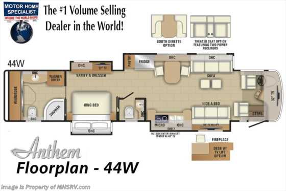2019 Entegra Coach Anthem 44W Bath & 1/2 Luxury RV W/ Theater Seats Floorplan