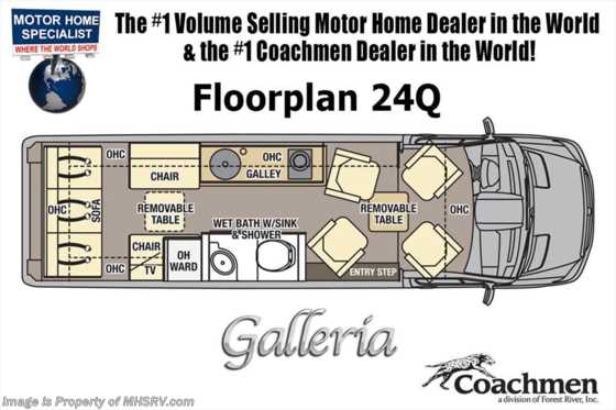 2019 Coachmen Galleria 24Q Sprinter Diesel RV for Sale W/ Rims Floorplan