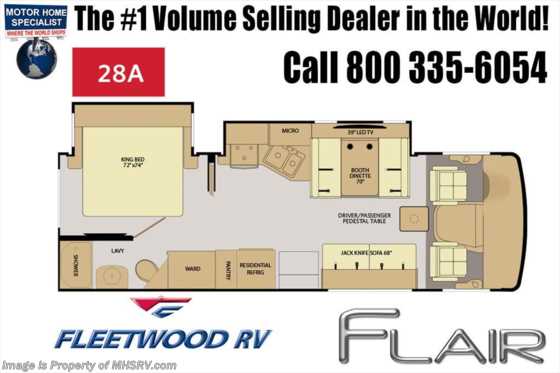 2019 Fleetwood Flair 28A RV for Sale W/ King, Res Fridge, Pwr. Loft Floorplan