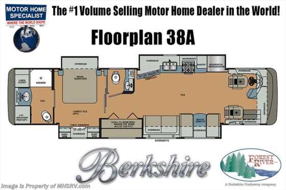 2019 Forest River Berkshire 38A Bath &amp; 1/2 Bunk Model Diesel Pusher RV for Sale Floorplan