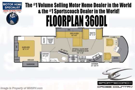 2019 Sportscoach Sportscoach SRS 360DL Bunk Model Diesel Pusher RV for Sale Floorplan