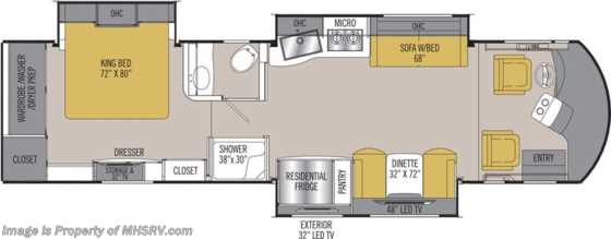 2019 Coachmen Sportscoach SRS 364TS RV for Sale W/15K A/Cs, W/D & King Bed Floorplan