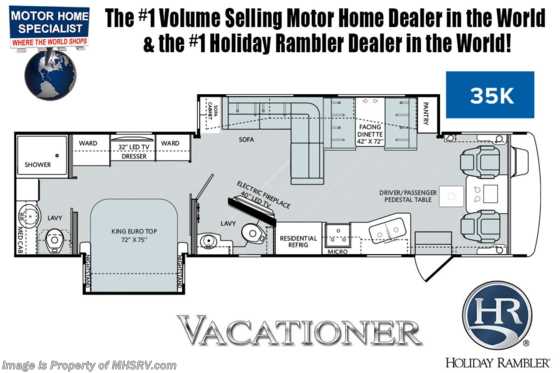 2019 Holiday Rambler Vacationer 35K Bath & 1/2 RV for Sale W/ Tech Pkg, W/D Floorplan