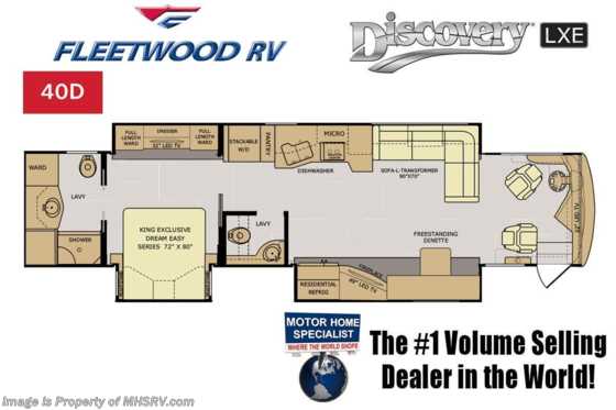 2019 Fleetwood Discovery LXE 40D Bath & 1/2 Luxury Diesel RV W/Window Awnings Floorplan
