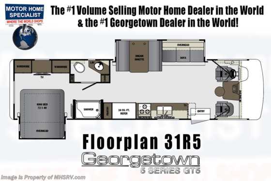 2019 Forest River Georgetown 5 Series GT5 31R5 Class A RV W/ Theater Seats, OH Loft, King Floorplan