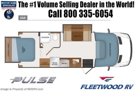 2019 Fleetwood Pulse 24A Diesel Sprinter RV W/Dsl Gen, Ext TV Floorplan