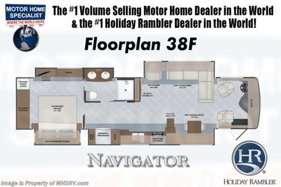 2019 Holiday Rambler Navigator 38F W/ OH Loft, 3 A/Cs, King Floorplan