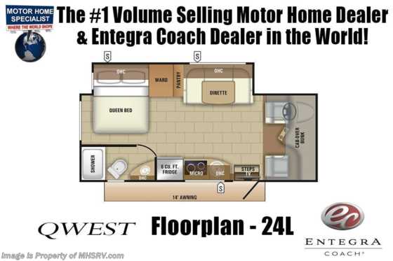 2019 Entegra Coach Qwest 24L RV for Sale W/2 Year Warranty, Fiberglass Roof Floorplan