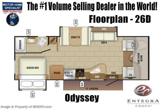 2019 Entegra Coach Odyssey 26D W/ Fiberglass Roof, 2 Yr Warranty Floorplan