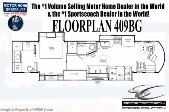 2019 Sportscoach Sportscoach 409BG 2 Full Baths, Bunk Model W/Stack W/D, 360HP! Floorplan