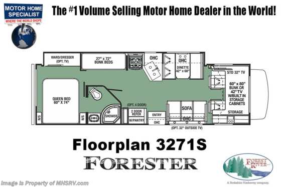 2019 Forest River Forester 3271S Bunk Model RV for Sale W/15K A/C &amp; Jacks Floorplan