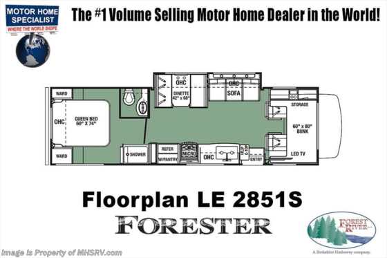 2019 Forest River Forester LE 2851S RV for Sale W/15K A/C &amp; Auto Jacks Floorplan