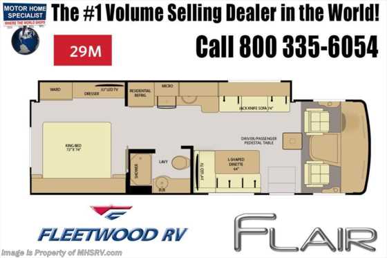 2019 Fleetwood Flair 29M W/2 A/Cs, King Bed, 5.5KW Generator, Sat Floorplan