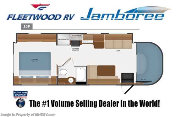 2019 Fleetwood Jamboree 30F Class C RV for Sale W/ King &amp; Ext TV Floorplan