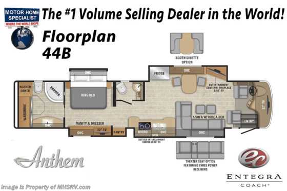 2019 Entegra Coach Anthem 44B Luxury Bath & 1/2 RV W/Stonewall, Solar Floorplan