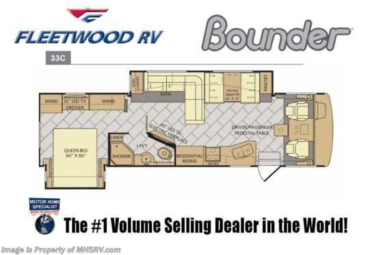 2019 Fleetwood Bounder 33C Class A RV W/ Hide-A-Loft, Res Fridge &amp; King Floorplan