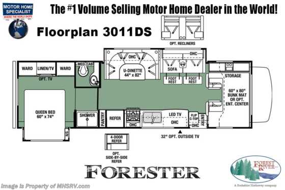 2020 Forest River Forester 3011DS W/Theater Seats, Jacks, Ext TV, 15K A/C Floorplan