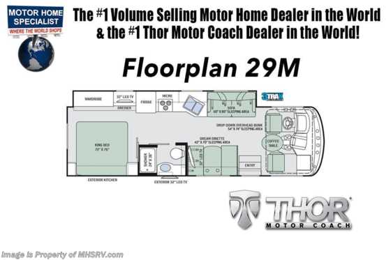 2020 Thor Motor Coach Hurricane 29M W/ King Bed, 2 A/Cs, 5.5KW Gen, Partial Paint Floorplan