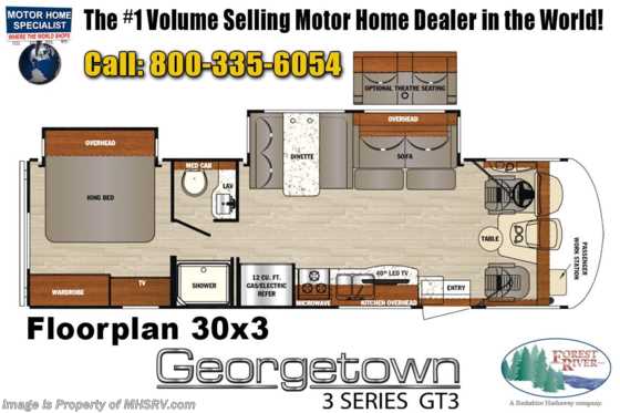 2020 Forest River Georgetown GT3 30X3 W/5.5 Gen, 2 A/Cs, Theater Seats, Loft Floorplan