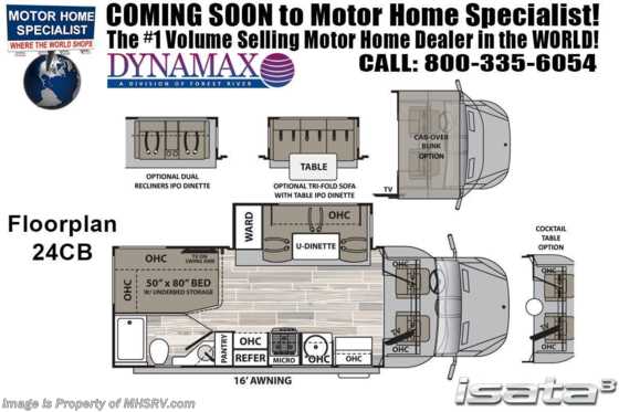 2020 Dynamax Corp Isata 3 Series 24CB Sprinter Diesel W/ Cab-Over, TPMS, Dsl Gen Floorplan