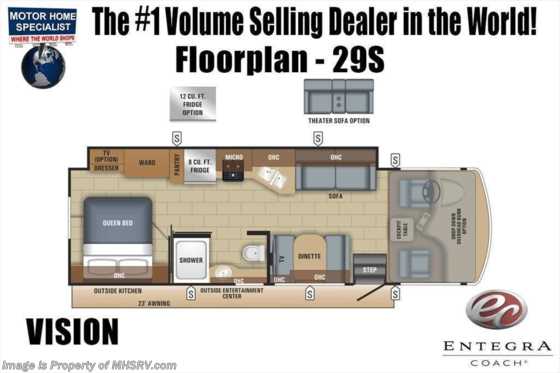 2019 Entegra Coach Vision 29F Bunk Model W/ OH Loft, FBP, 4dr Fridge Floorplan