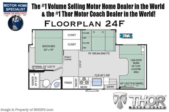 2020 Thor Motor Coach Chateau 24F RV for Sale W/15K A/C, Ext TV &amp; Convection Floorplan