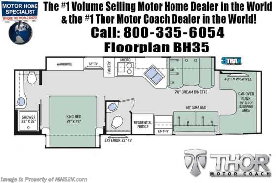 2020 Thor Motor Coach Magnitude BH35 Bath & 1/2 330HP Diesel Super C W/King Floorplan