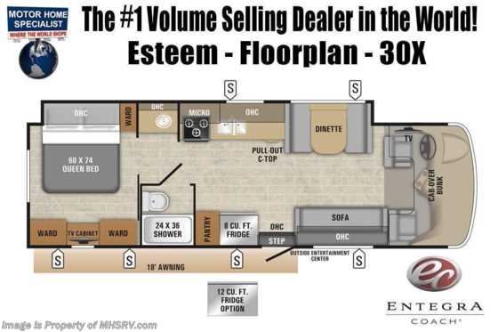 2020 Entegra Coach Esteem 30X W/Rims, OH Loft, Fiberglass Roof &amp; 2 A/Cs Floorplan