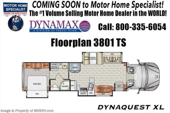 2019 Dynamax Corp Dynaquest XL 3801TS Super C W/ Cab Over, Theater Seats, W/D Floorplan