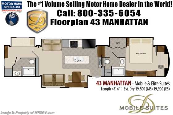 2020 DRV Mobile Suites 43 Manhattan 2 Full Bath Luxury 5th Wheel w/Bunks, Theater Seats, Fiberglass Roof Floorplan
