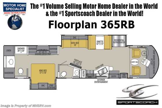 2019 Coachmen Sportscoach SRS 365RB Bath & 1/2 Diesel Pusher W/ King, Res Fridge Floorplan