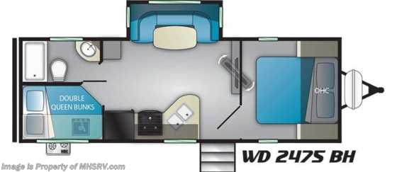 2020 Heartland RV Wilderness WD 2475 BH Bunk Model W/ 15K A/C, Pwr Stabilizers Floorplan