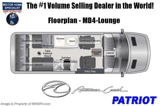 2020 American Coach Patriot MD4- Lounge 4x4 Sprinter Diesel W/ Lithium Eco Pkg, WiFi, OH TV Floorplan