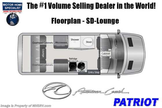2021 American Coach Patriot SD FD2- Lounge Sprinter Diesel RV for Sale W/ WiFi Floorplan