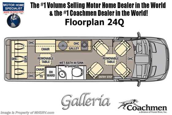 2020 Coachmen Galleria 24Q 4x4 Sprinter W/20K A/C, Sumo Springs, Aluminum Rims Floorplan