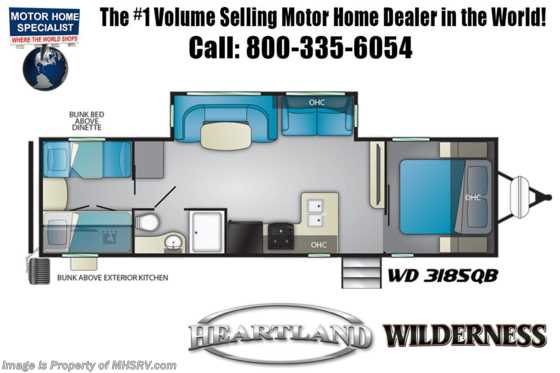 2020 Heartland RV Wilderness WD 3185 QB Bunk Model W/ 2 A/C, 50&quot; TV Floorplan