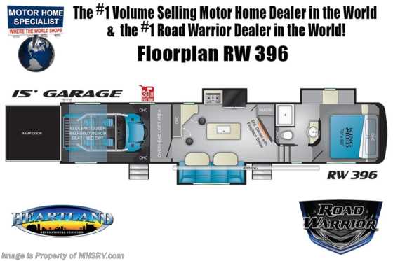 2020 Heartland RV Road Warrior 396RW W/ Gen, 3 A/C, King Bed, Happi-Jac Floorplan