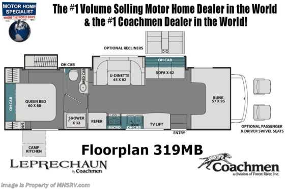 2020 Coachmen Leprechaun 319MB W/FBP, Exterior Kitchen, Dual A/Cs, Aluminum Rims Floorplan