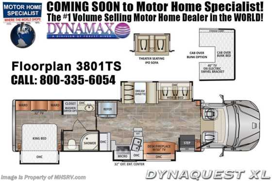 2020 Dynamax Corp Dynaquest XL 3801TS Super C W/ Theater Seats, OH Loft, W/D Floorplan